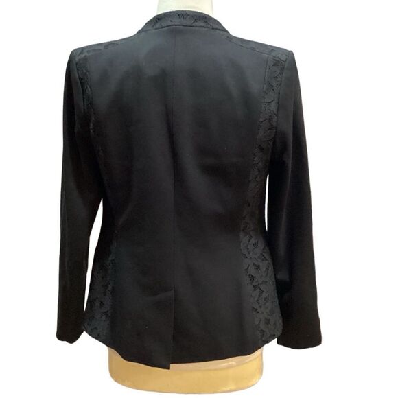 Rebecca Taylor Black Executive Lace Panel Blazer Sz 4 - Picture 3 of 16